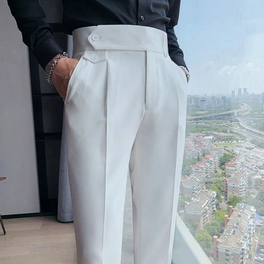 British Dress Pants For Men Clothing 2024 Fashion High Waist Men's Pants Elegant Business Formal Wear Men Trousers High Quality