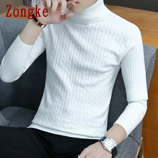 Thin White Turtleneck Men Sweater Pullover Men Clothing Korean Men Turtle Neck Spring Clothes M-3XL 2024 New