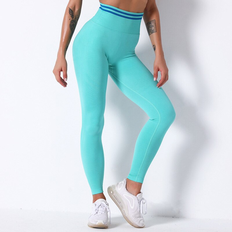 New Striped Seamless Leggings Push Up Leggins Sport Pant For Women Fitness Running Yoga Pants High Waist Stretchy Workout Tight