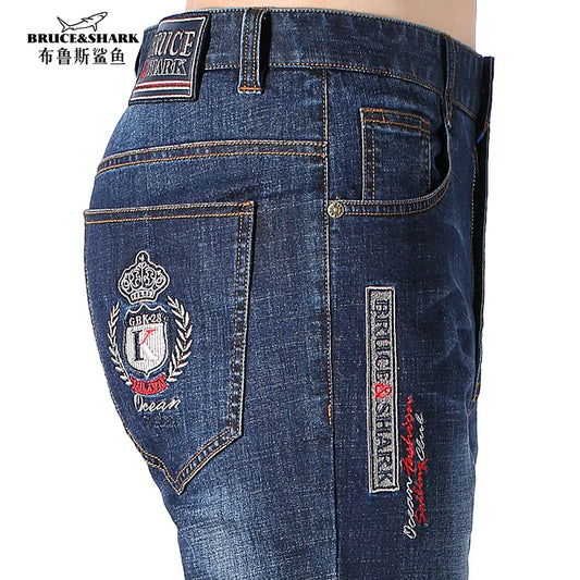 Bruce&Shark New Summer Men Jeans Stretch Cotton Straight Style Casual  Fashion Denim Jeans men's pants Super Quality big size 42