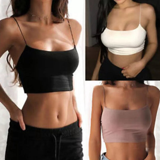 T-Shirt Vest Tank Crop Women Sleeveless Sexy And Cool Strappy Bandeau Camisole Boobtube Tops Tees Summer Clothes Household