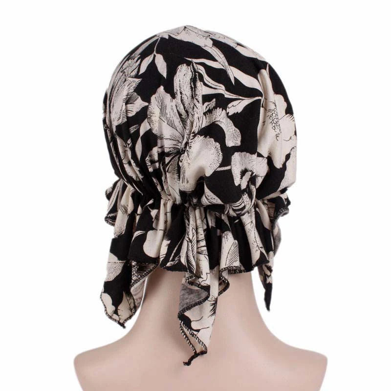 2020 New fashion print woman turban hat soft elastic flowers lady muslim headdress wrap head scarf hijab caps turbante female