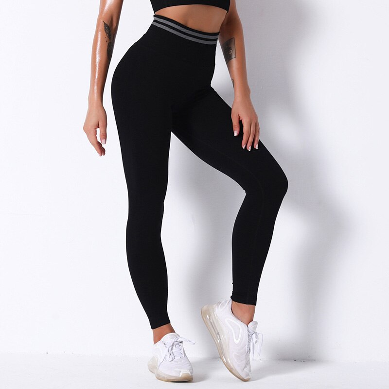 New Striped Seamless Leggings Push Up Leggins Sport Pant For Women Fitness Running Yoga Pants High Waist Stretchy Workout Tight