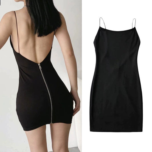 BM Bare Back Women's Summer Slim-Fit Bottoming Dress