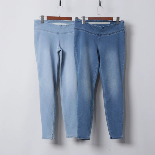 Dual-Use Four-Side High Elastic Imitation Denim Low Waist Skinny Pants