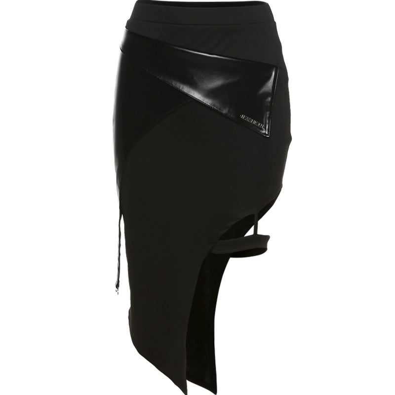 Kliou Fried Street Black Panel Asymmetrical Skirt