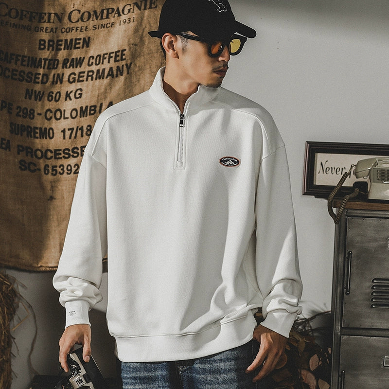 White Lapel Spring American Style Polo Sweater