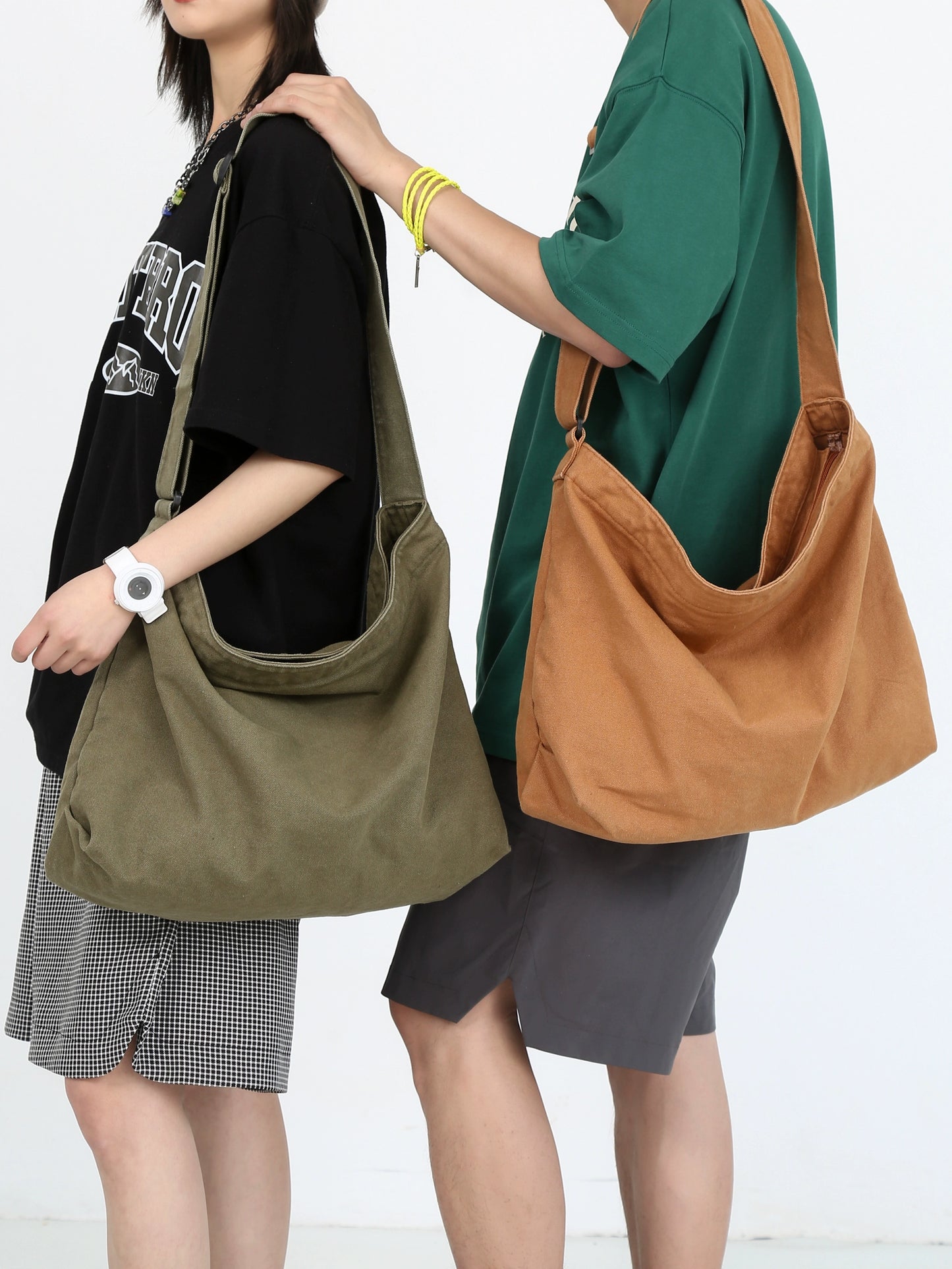 Retro Large Capacity Canvas One-Shoulder Crossboby Bag Female Easy Matching Tote Bag Japanese Style with Zipper Artistic Backpack Male