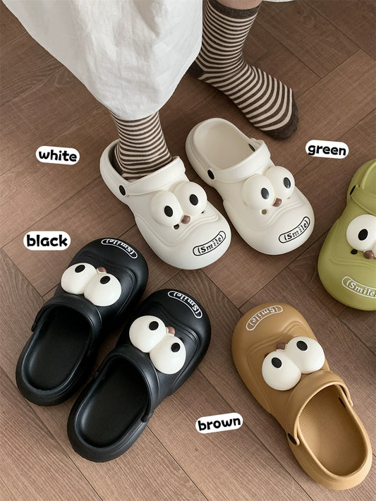 Thin Strip Funny Fun Big Eye DIY Hole Shoes Baby Boy and Girl Summer Outdoor Non-Slip Feeling of Walking on Shit Couples Sandals