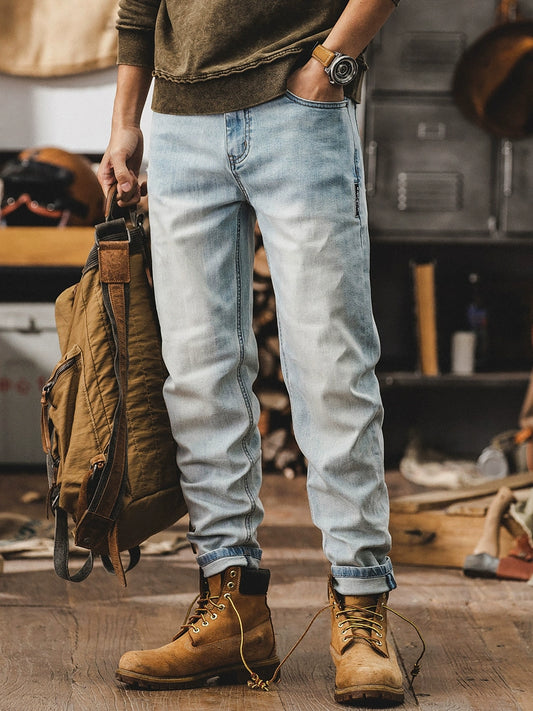 Classic Light Color Spring Concise White Washed Denim