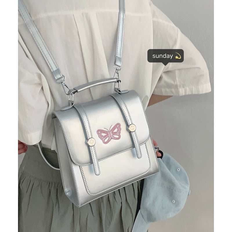 Niche Style Silver Butterfly Lady Satchel Backpack Bags