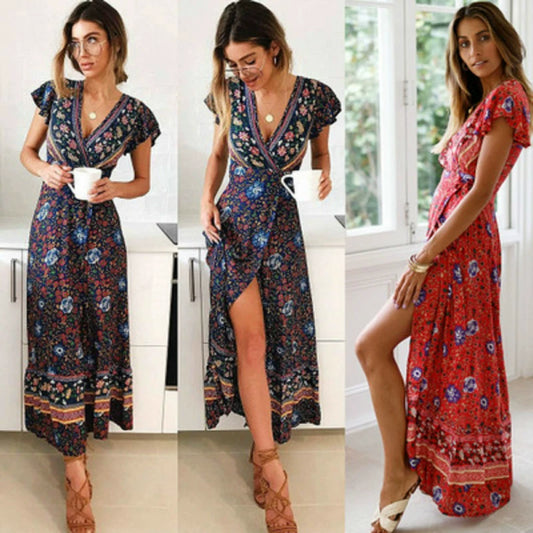 Xi Dress Summer Beach Hot Party Floral Printed Sundress 2019