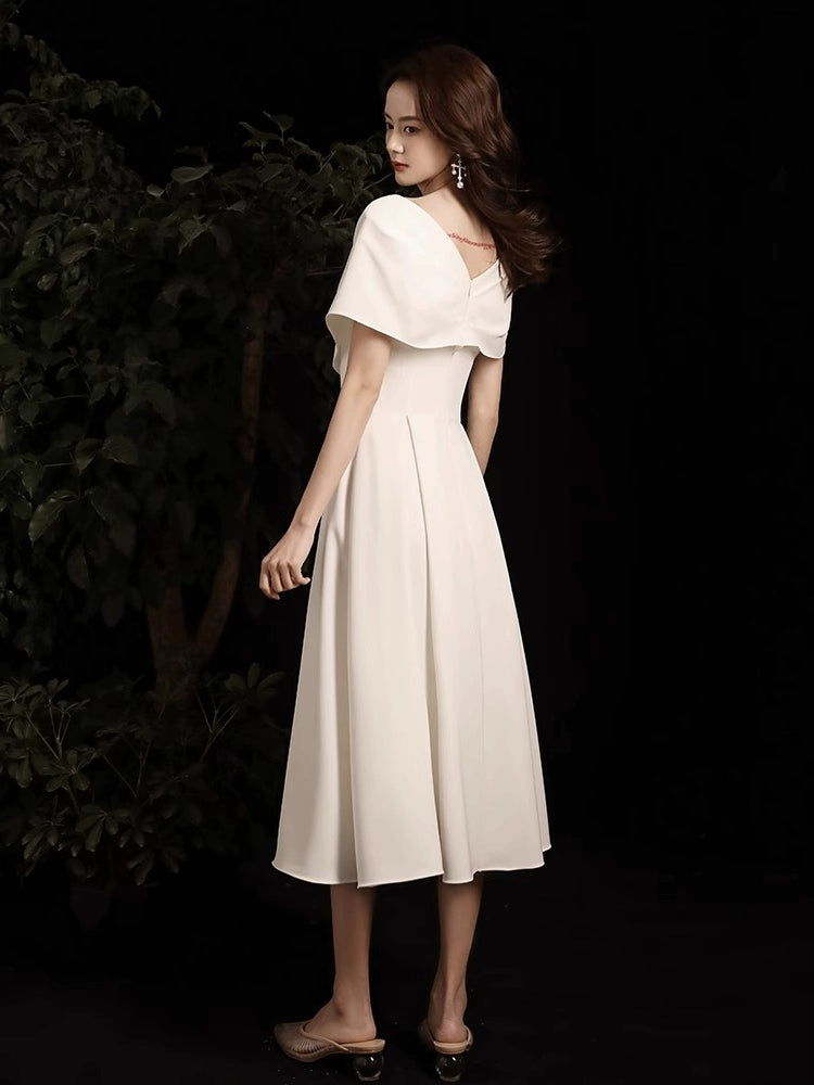 off-Shoulder White Elegant Registration Little Evening Dress
