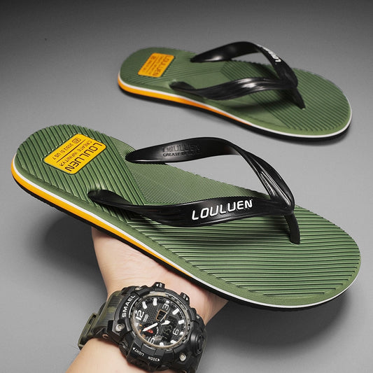 Fashion Brand Slippers Men's Summer Outdoor Beach Shoes 2023 New Non Slip Leisure Flip-Flops Sandals Guangdong Flip-Flops