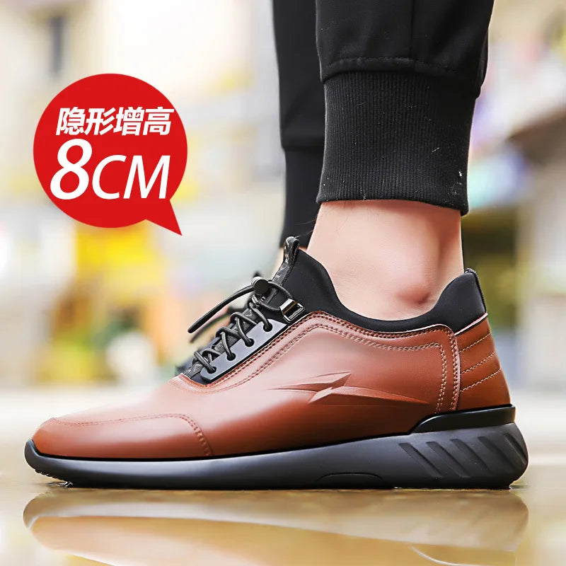 2024 Men's Elevator Shoes Man Invisible Insole Men Heighten Increased 6CM Sneakers Taller Sports Shoes