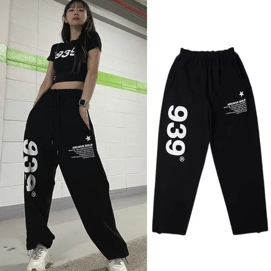 Korean Fashion Jogger Pants Women Spring Summer Jazz Hip Hop Oversize Sweatpants Kpop Dancing Y2K Clothes 939 Print Sports Pants