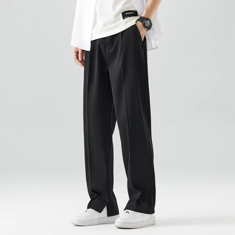 2024 New Casual Suit Pants  Light&Thin Korean Men's Pants Straight Loose Semi-Wide Sweatpants Soft Wide Leg Long Baggy Trousers