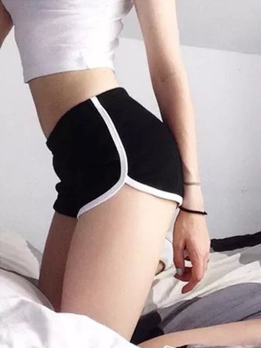 Sexy Silm Fit Soild Casual Short Pant For Women Clothes Streetwear Patchwork Mid Waist Panties Sports Fashion Ropa De Mujer