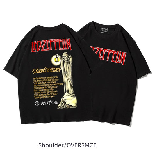 Heavy Drop-Shoulder Half-Sleeve Zeppelin T-shirt