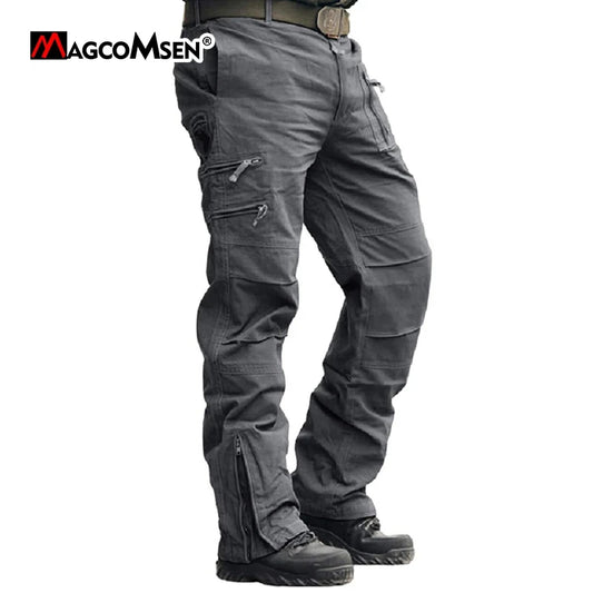 MAGCOMSEN Men's Pants 7 Pockets Urban Commuter Working Pants Vintage Biker Casual Trousers