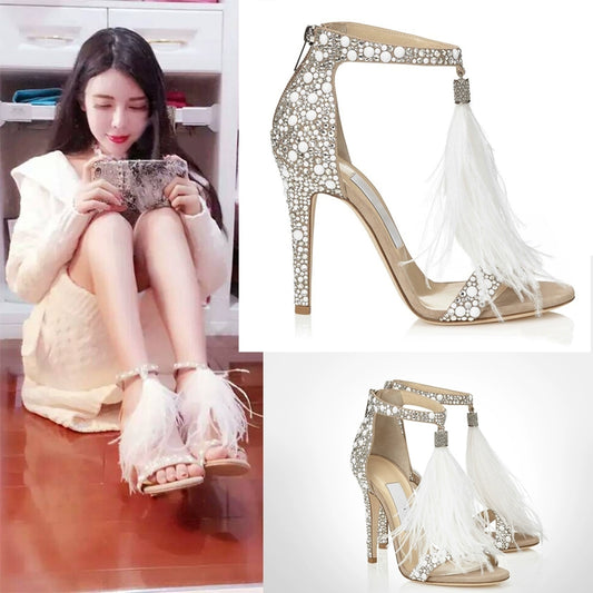 Tassel Stiletto Sexy Wedding Shoes Bridal Rhinestone