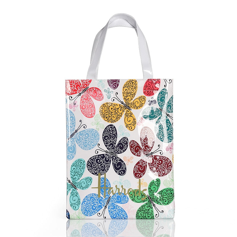 London Style PVC Reusable Shopping Purses Large Eco Friendly Flower Women&#39;s Tote Shopper Bag Summer Waterproof Beach Handbag