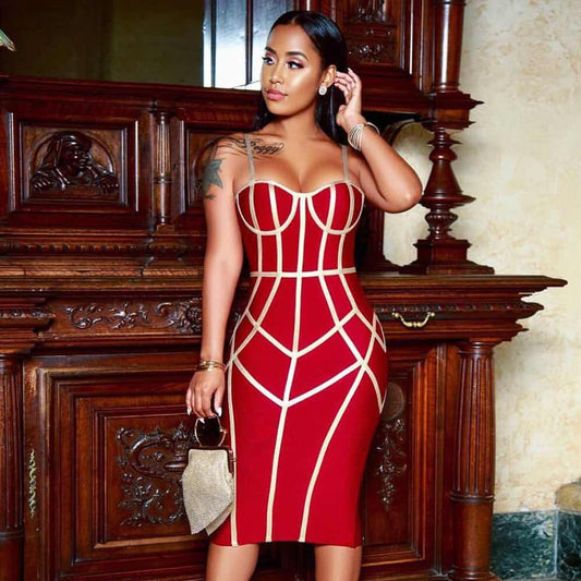 Seamyla 2022 New Sexy Celebrity Bandage Dress Women Spaghetti Strap Sleeveless Bodycon Evening Party Dress Summer Club Dresses