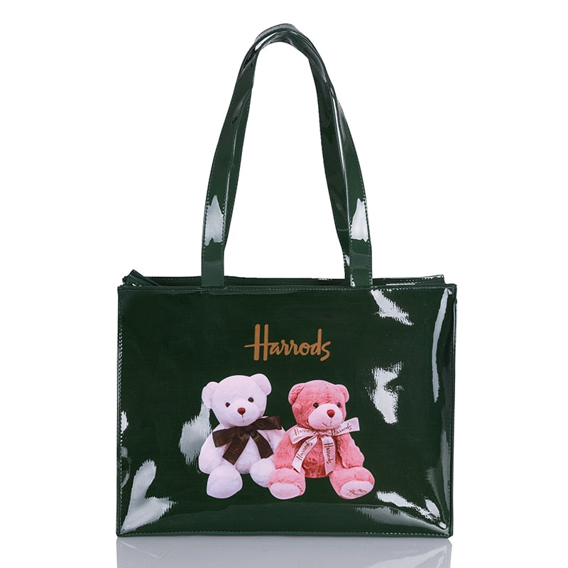 London Style PVC Reusable Shopping Purses Large Eco Friendly Flower Women&#39;s Tote Shopper Bag Summer Waterproof Beach Handbag